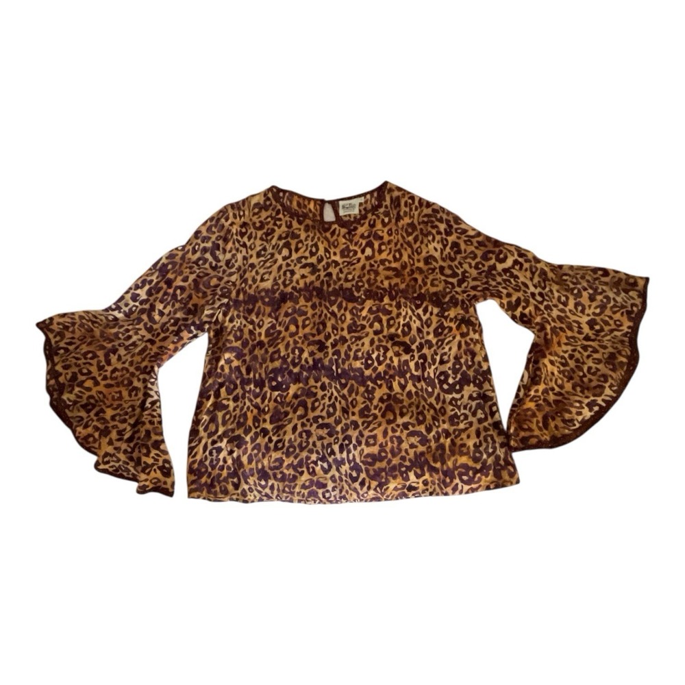 Go Fish Clothing Co. Cheetah Leopard Top XL‎ Flared Sleeves